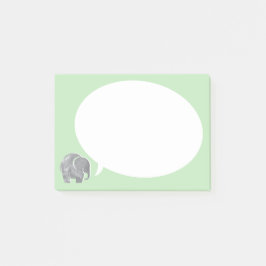 Notas Post-it® Elefante Gris con Burbuja de Habla en Verde Césped