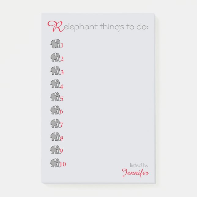 Notas Post-it® Elefante gris "RElephant" personalizado (Anverso)