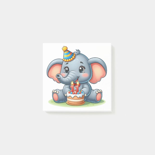 Notas Post-it® Elefante Lindo Cumpleaños 11 (Anverso)