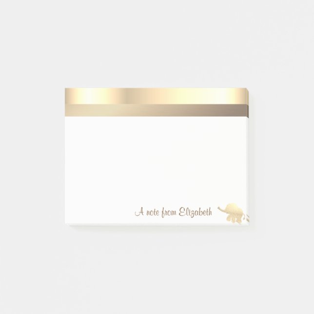 Notas Post-it® Elefante Moderno con Brillo Dorado - Personalizado (Anverso)