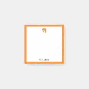 Notas Post-it® Elefante Naranja brillante y borde blanco con nomb