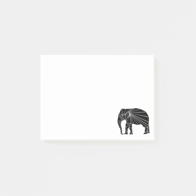 Notas Post-it® Elefante negro geométrico (Anverso)