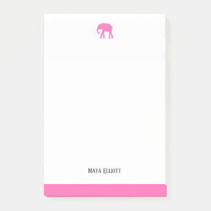 Notas Post-it® Elefante rosa blanco y brillante y borde, nombre