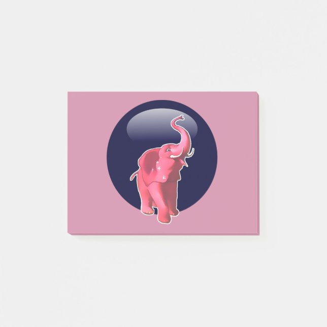 Notas Post-it® elefante rosa caliente (Anverso)