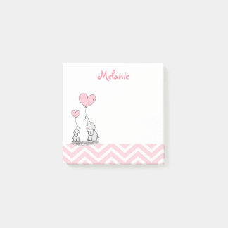 Notas Post-it® Elefante Rosa Pastel Personalizado Bebé Niña