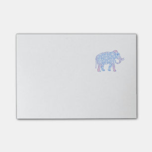 Notas Post-it® Elefante rosado y azul del damasco
