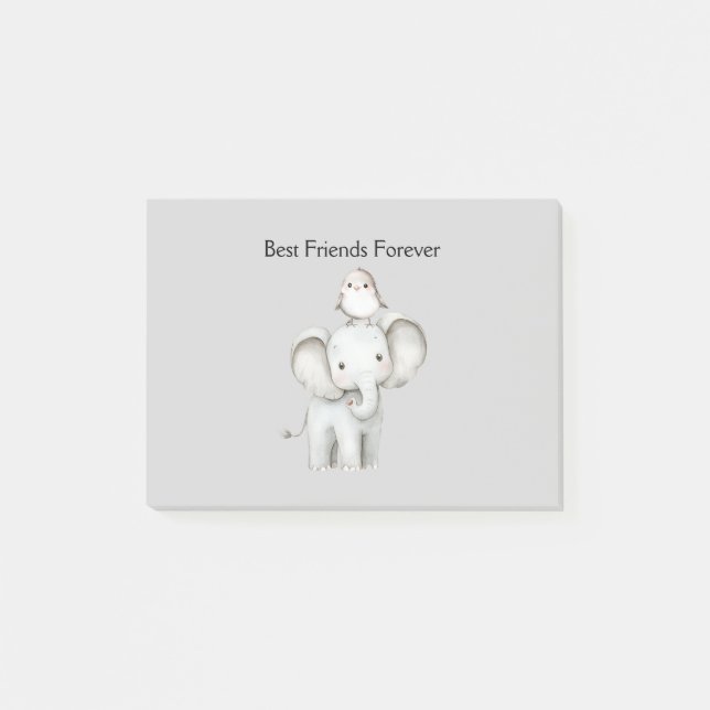 Notas Post-it® Elefante y Ave Mejores Amigos (Anverso)