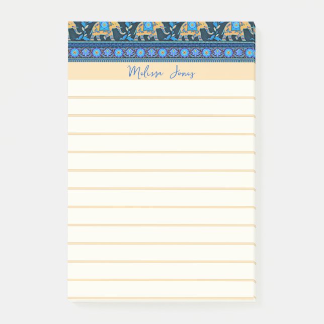 Notas Post-it® elefantes azules personalizados (Anverso)
