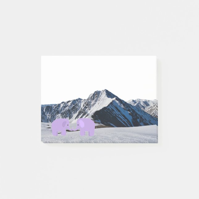 Notas Post-it® Elefantes en Post-it Notes de Montaña (Anverso)