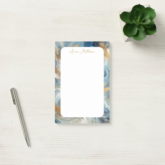 Notas Post-it® Elegancia contemporánea Oro blanco azul (Oficina)
