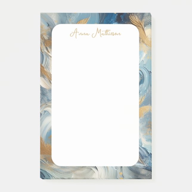 Notas Post-it® Elegancia contemporánea Oro blanco azul (Anverso)