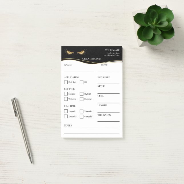 Notas Post-it® Elegant black and gold Lash Client  Post-it® Notes (Oficina)
