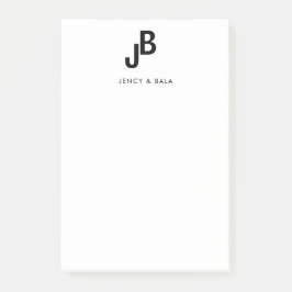 Notas Post-it® Elegant Black White Couple Monogram