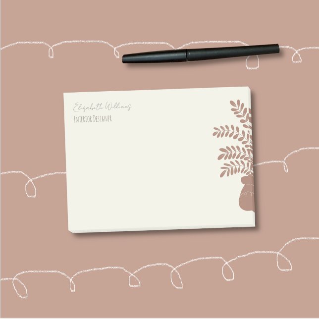 Notas Post-it® Elegant Botanical Personalized Post-It Notes (Elegant botanical personalized sticky notes with the brown half silhouette of a house plant . )