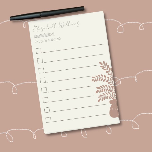 Notas Post-it® Elegant Botanical To-Do List Notes  (Elegant botanical to-do list the half the silhouette of a house plant in a brown color . )