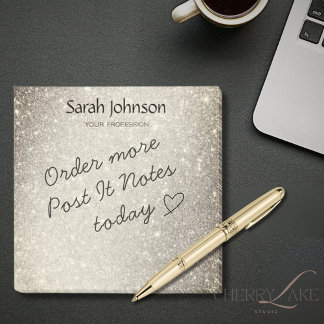 Notas Post-it® Elegant Gold Glitter Monogram Personalized Name