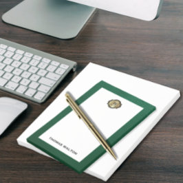 Notas Post-it® Elegant Gold Monogram Emerald Green Leather Look