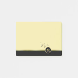 Notas Post-it® Elegant Gold Signature Monogram on Black