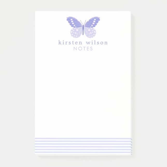 Notas Post-it® Elegant Lavender Stripes & Butterfly Post-it Notes (Anverso)