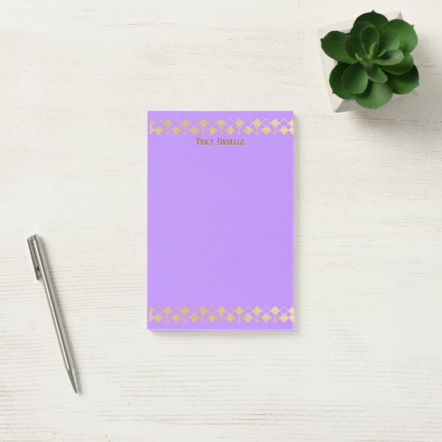 Notas Post-it® Elegant Minimalist Gold Accent Lavender (Oficina)