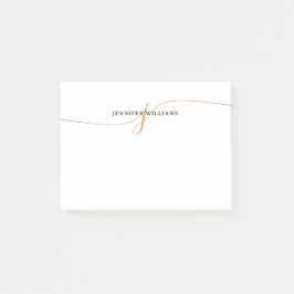 Notas Post-it® Elegant Minimalist Gold Calligraphy Monogram