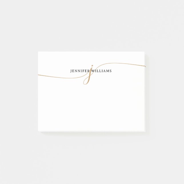 Notas Post-it® Elegant Minimalist Gold Calligraphy Monogram (Anverso)