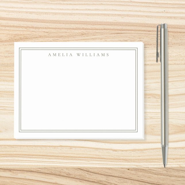 Notas Post-it® Elegant Minimalist Olive Green Two Border (Subido por el creador)