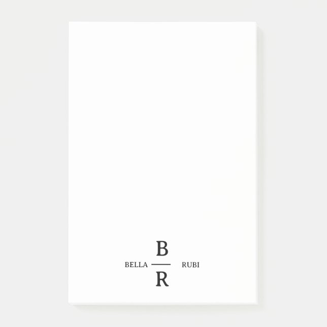 Notas Post-it® Elegant Minimalist Wedding Monogram Design (Anverso)