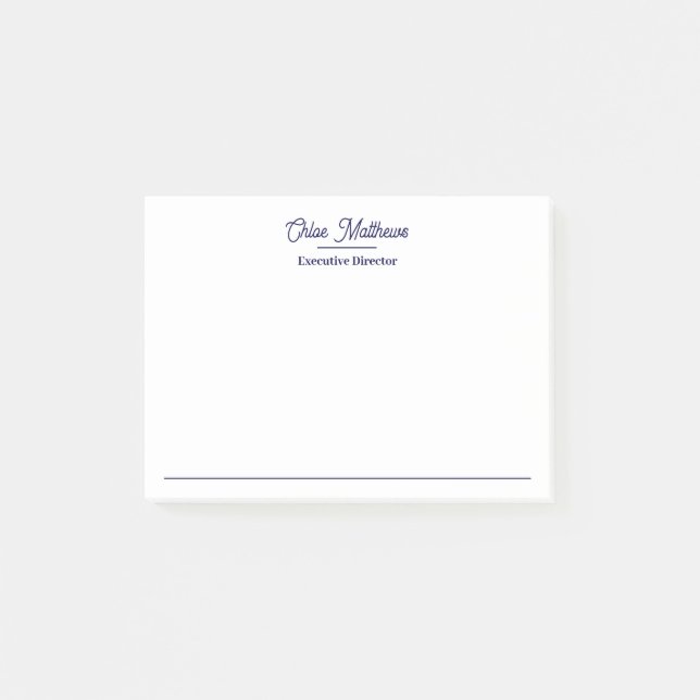 Notas Post-it® Elegant Navy Blue Script Border  (Anverso)