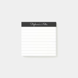 Notas Post-it® Elegant Notes Script Black Grey Lined Personalized
