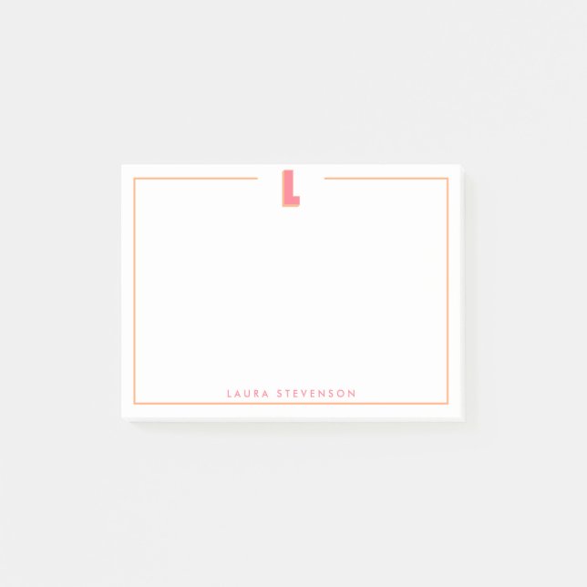 Notas Post-it® Elegant Personalized Monogram 3D Letter L Initial  (Anverso)