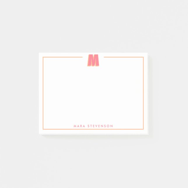 Notas Post-it® Elegant Personalized Monogram 3D Letter M Initial  (Anverso)