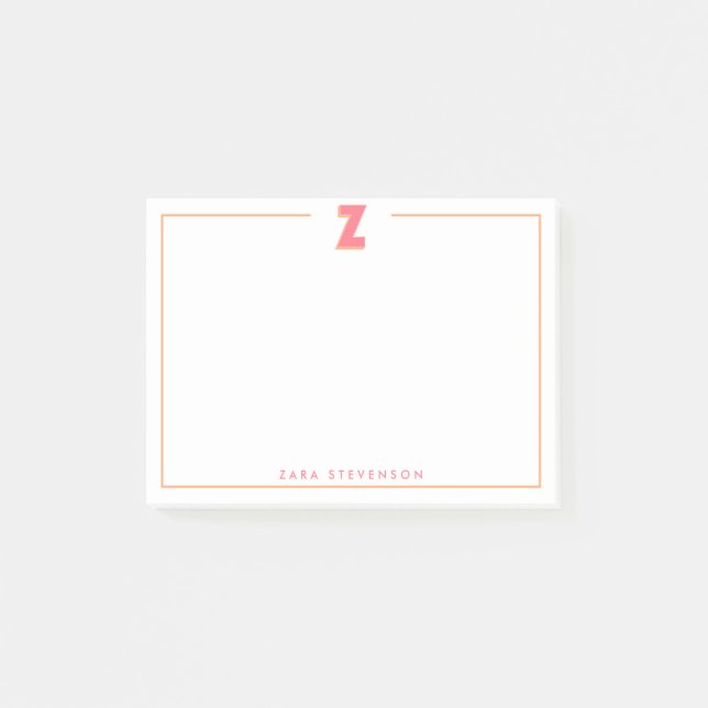 Notas Post-it® Elegant Personalized Monogram 3D Letter Z Initial  (Anverso)