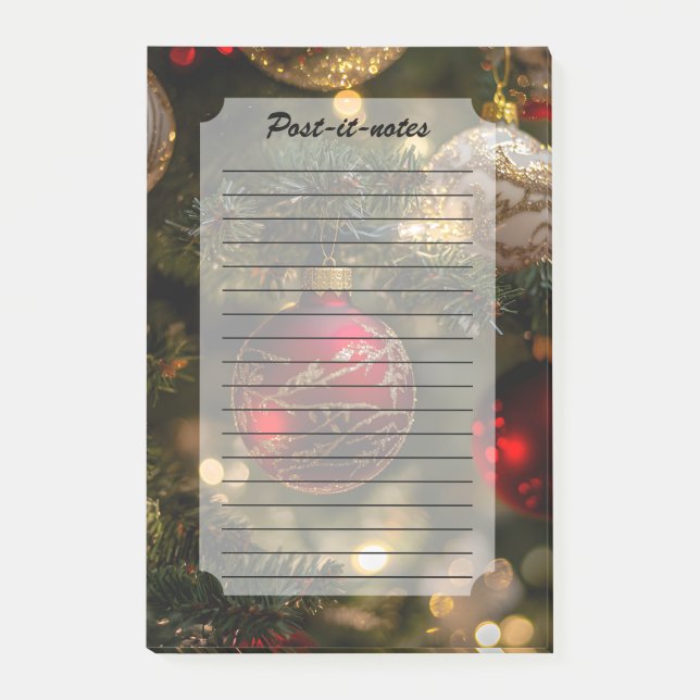 Notas Post-it® Elegant Red Gold Christmas Holiday Tree (Anverso)