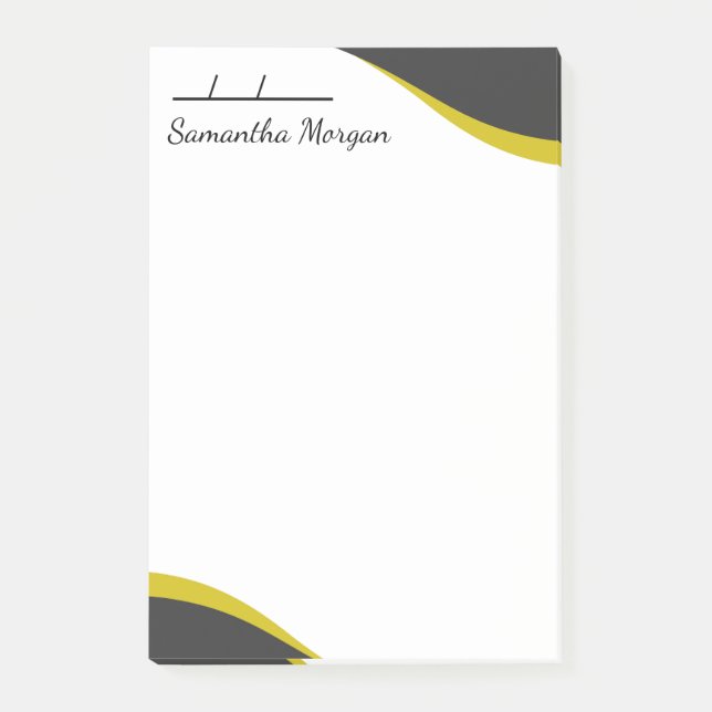 Notas Post-it® Elegant yellow & black waves customizable (Anverso)