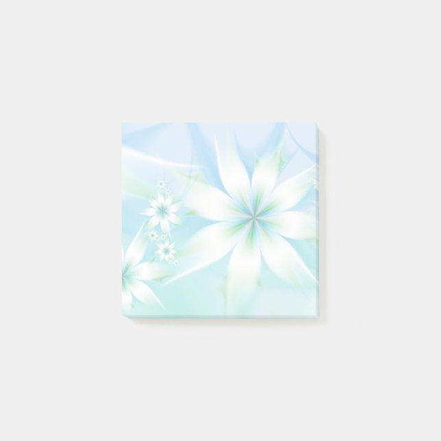 Notas Post-it® Elegante Abstracto Floral Pastel| Verde azul blanc (Anverso)
