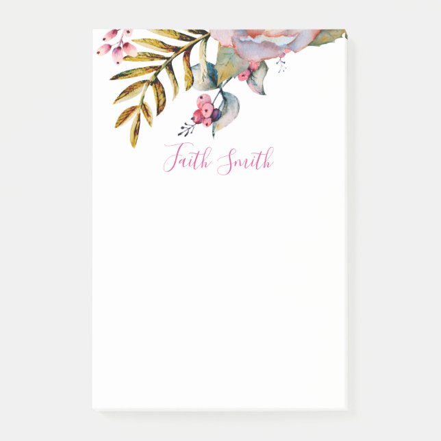 Notas Post-it® Elegante acuarela floral Post-it To-do List (Anverso)