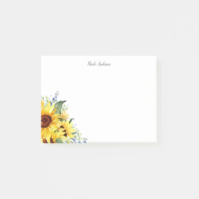 Notas Post-it® Elegante acuarela girasol personalizado (Anverso)