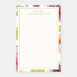 Notas Post-it® Elegante acuarela Jardín Flores Marco Elegante