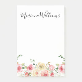 Notas Post-it® elegante acuarela moderna floral rosa pálido