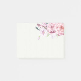 Notas Post-it® Elegante acuarela natural Boho Floral Feather