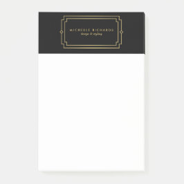 Notas Post-it® Elegante Art Deco Profesional Negro/Oro