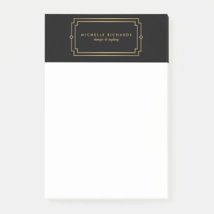 Notas Post-it® Elegante Art Deco Profesional Negro/Oro