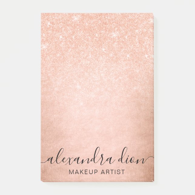 Notas Post-it® Elegante artista de maquillaje de purpurina rosa d (Anverso)