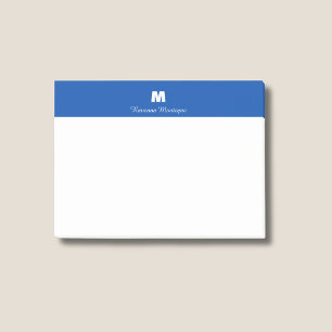 Notas Post-it® Elegante Azul Cobalto Nombre Personalizado Letra M