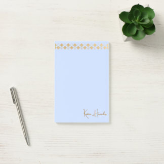 Notas Post-it® Elegante azul de acento dorado Minimalista