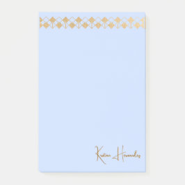 Notas Post-it® Elegante azul de acento dorado Minimalista