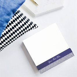 Notas Post-it® Elegante azul marino blanco ornamental personaliza