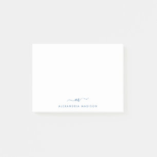Notas Post-it® Elegante Barrio de Monograma Azul de la Armada de