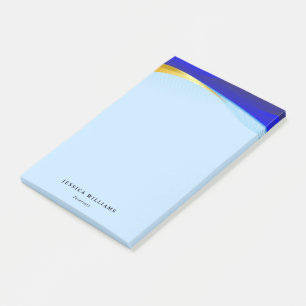 Notas Post-it® Elegante Blue Gold Luxury Designer Logo Business